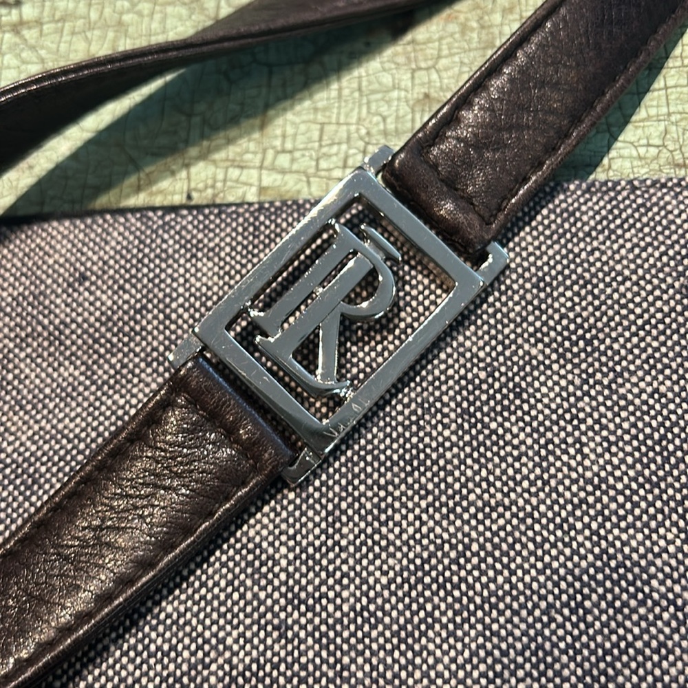 Ralph Lauren Brown Leather Crossbody Bag Small Zip Top Shoulder Purse - Picture 4 of 10